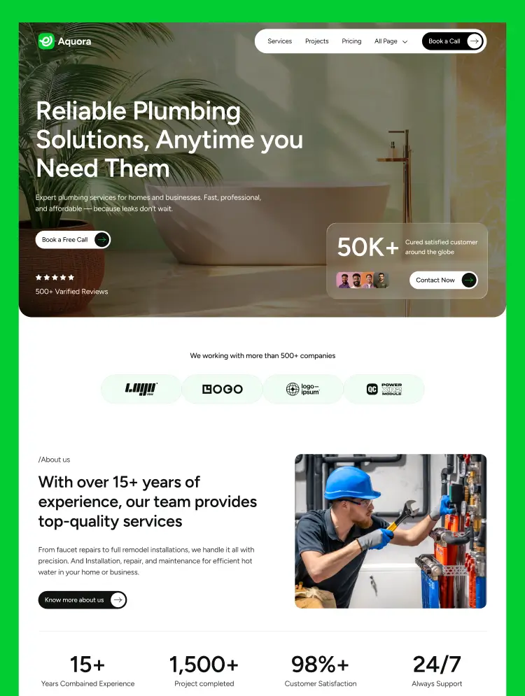 Aquora client website preview