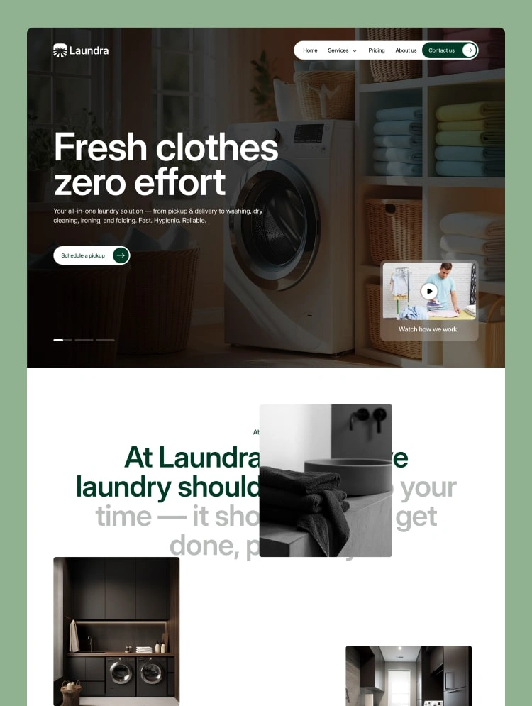 Laundra client website preview