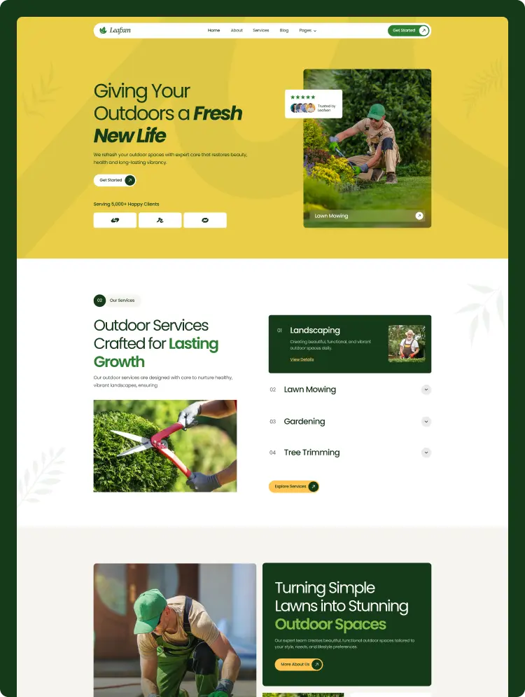 Leafxen client website preview