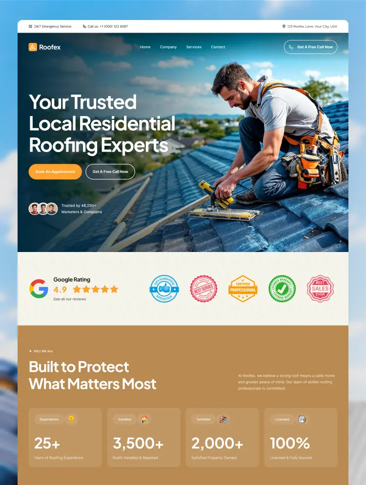 Roofex client website preview